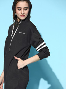 Roadster Women T Shirt Black Above Knee/Mid Thigh Length Dress