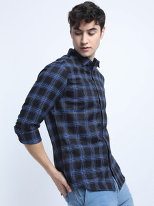 KETCH Men Checkered Casual Blue, Black Shirt
