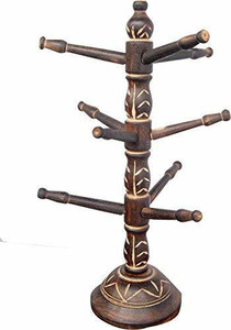 M S Handicraft Wooden Folding Tree Bangle Stand Bangle organizer Chuddi Stand gift item (9Rod) Decorative Showpiece  -  28 cm
