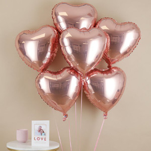 BashNSplash Solid 18" Helium Quality Rose Gold Heart Foil Balloon (PACK OF 6) Balloon