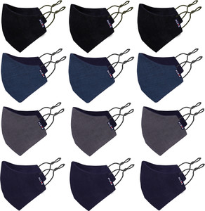 BILDOS 3 Layer Super Breathable Pure Cotton Dark Colored Mask With Adjustable Earloop Cloth Mask With Melt Blown Fabric Layer
