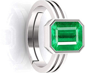 TODANI JEMS 11.25 Ratti 10.60 Metal Emerald Silver Plated Ring