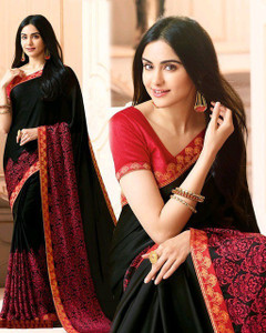 BLEESBURY Floral Print Bollywood Georgette, Chiffon Saree