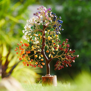 Yasamazing Seven Chakra Crystal Gemstone Bonsai Money Tree Decorative Showpiece  -  30 cm