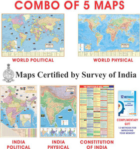MAPS FOR UPSC (PACK OF 5 MAPS/CHAR) COMPLIMENTARY GIFT, INDIAN ...
