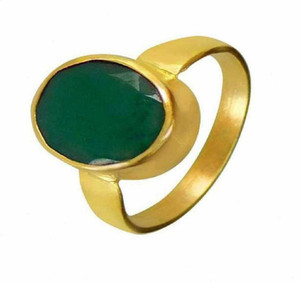 Chopra Gems Certified Precious Emerald Ring Panna Gemstone Ring Astrological Purpose Brass Emerald Gold Plated Ring