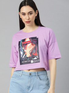 JUNEBERRY Casual Printed Women Purple Top