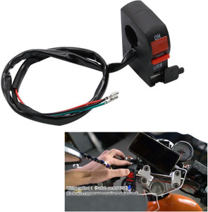 Qiisx Hazard Light Double Control Switch with USB Handle Bar Grip