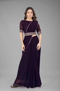 Shrithi Fashion Fab Solid/Plain Bollywood Georgette Saree