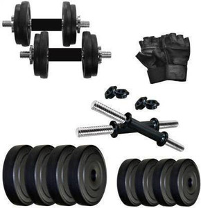 टकर 10 KG Home Gym Combo (2.5 KG 4 PVC Plates + Rod + Gym Gloves) निश्चित वजन डम्बल