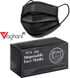 Vaghani 3 Ply Surgical Mask 200 Pcs ( Black )( 75 Gsm )( Best Quality ) Surgical Mask With Melt Blown Fabric Layer