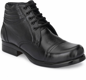 OMEE GOLD Police Boot Shoes for Mens Black Genuine Leather Durable Boots For Men