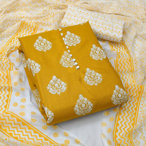 INITHI Cotton Blend Printed Salwar Suit Material