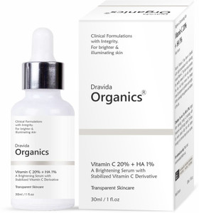 Dravida Organics Vitamin C Face Serum for Glowing Skin, 30 ml | Highly Stable & Effective Skin Brightening Vit C Serum For Women & Men