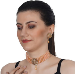 Girlyfashion Alloy Orange, Gold Jewellery Set