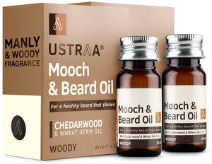 USTRAA Woody Mooch and Beard Oil - 35 ml x 2 | No Parabens Hair Oil