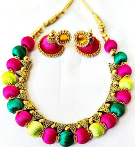 ARYA CREATIONS Plastic, Alloy Pink, Green, Yellow Jewellery Set