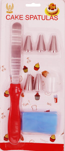 JAMBOREE Cake Icing Bag with SS Cake Spatula Pallet Knife and 5 Nozzles Baking Tool Combo Cake Decoration Icing Set