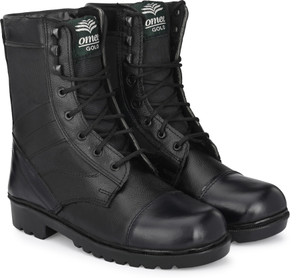 OMEE GOLD Men's Black NCC/Military/Army Long Dms combat Boot Shoes Genuine Leather Boots For Men