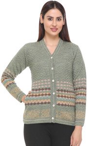 aarbee Floral Print V Neck Casual Women Multicolor Sweater