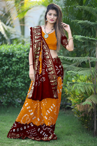JERAVI Enterprise Printed Bandhani Art Silk Saree