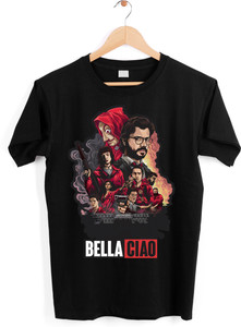 MAMYBEAR Graphic Print Men Round Neck Black T-Shirt