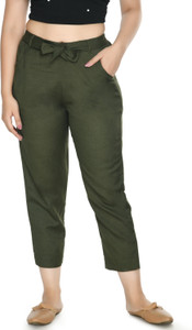PREEGO Regular Fit Women Dark Green Trousers
