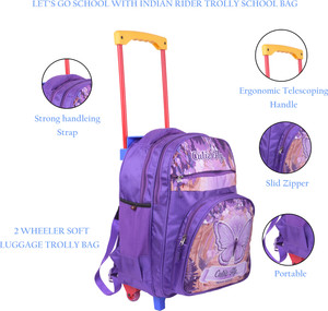 Indian Riders Cutie Butterfly girls School Kids Trolley Bag  (18 Inche)-(Purple, 25 L) Waterproof Trolley Trolley