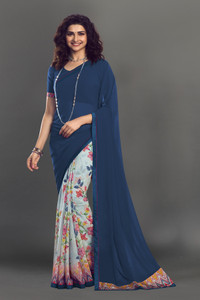WHOLSALE BAZAR Printed, Self Design, Digital Print, Floral Print, Solid/Plain Bollywood Georgette, Chiffon Saree