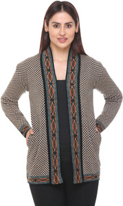 aarbee Self Design Collared Neck Casual Women Black, Beige Sweater