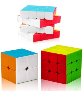 D ETERNAL Cube combo of 2x2 3x3 4x4 cube high speed stickerless magic cube Brainstorming Puzzle Cube combo 3 Game Toy (3 Pieces)