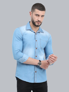 CAZZBA Men Solid Casual Blue Shirt