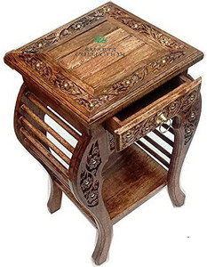 Smarts collection Bedside Table/Night Stand with Drawer/Corner Table/End Table Solid Wood Side Table