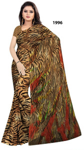 p d silk mills एनिमल प्रिंट डेली वियर जोर्जेट साड़ी