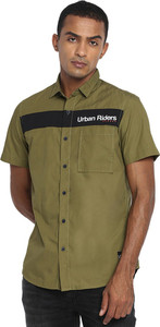 LEE Men Solid Casual Green Shirt