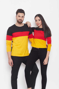 SELVIKE Colorblock Women Round Neck Black, Red, Yellow T-Shirt