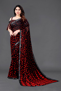 sareya veela Polka Print Bollywood Georgette Saree