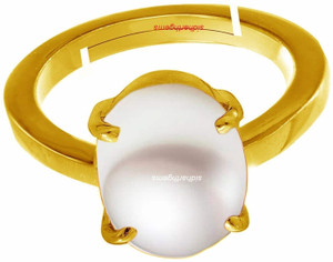 Sidharth Gems Pearl 11.25 Ratti Natural Pearl moti Adjustable Gold Plated Ring Brass Pearl Gold Plated Ring