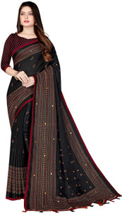 TTH Floral Print Bollywood Cotton Jute Saree