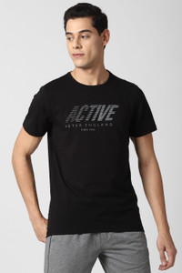 PETER ENGLAND Solid Men Round Neck Black T-Shirt