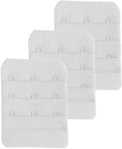 Wooger Women's Premium 3 Hook 3 Eye Bra Hook Extender (White, Pack Of 3) Hook Extender