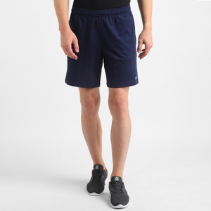 REEBOK पुरुषों के लिए सॉलिड नीला स्पोर्ट्स शॉर्ट्स