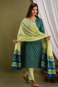 his&her Women Kurta Pant Dupatta Set