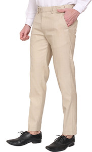 AD & AV Slim Fit Men Cream Trousers
