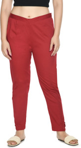 PREEGO Regular Fit Women Maroon Trousers
