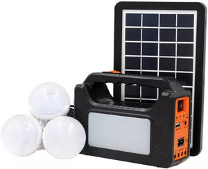 Smuf LED Portable Solar Inverter + 3 Bulb + Plate + Mobile Charging Cable 8 hrs Flood Lamp Emergency Light