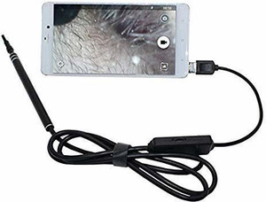 LEEGOAL 2 Meters Ear Otoscope USB Microscope Inspection Camera with 6 LED 5.5mm Len Size Security Camera