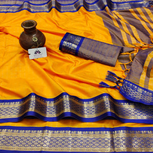 WINKLECART Checkered Kovai Jacquard, Pure Silk Saree