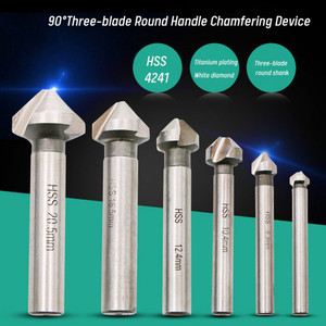 ATOZTOOLS 6PCS Round Shank 3 Flute 90 Degree HSS Chamfer Chamfering ...