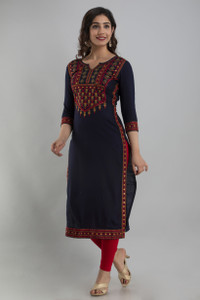 FASHION DEPTH Women Embroidered Straight Kurta